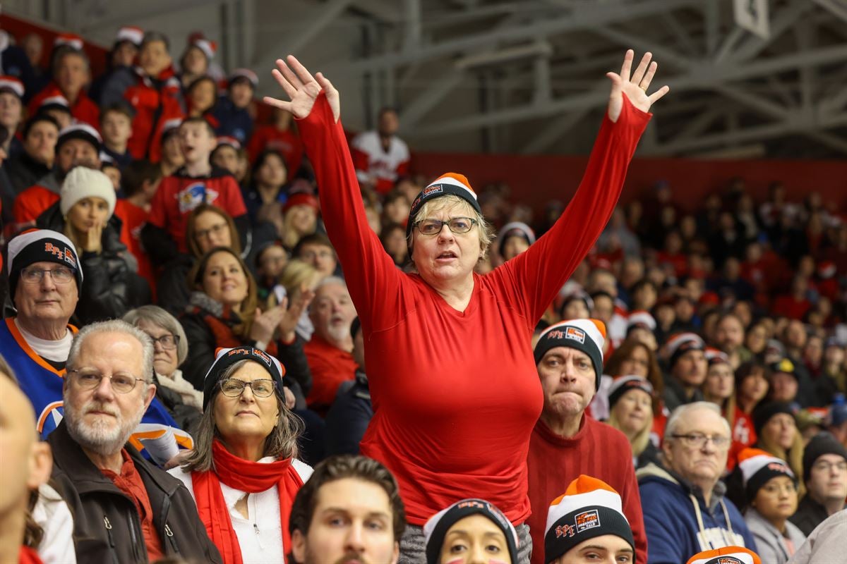 Female fan cheers wildly at the Big Red Freakout.