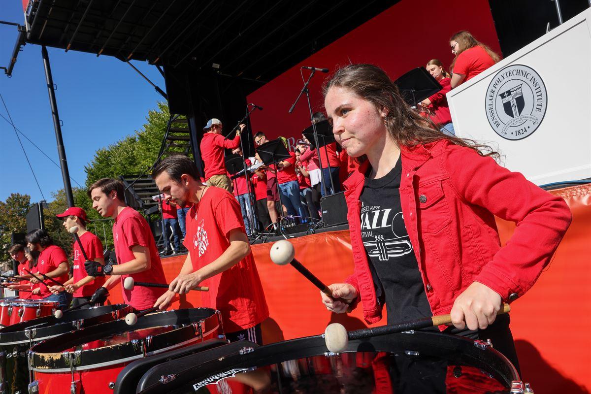 Pep Band playing song.