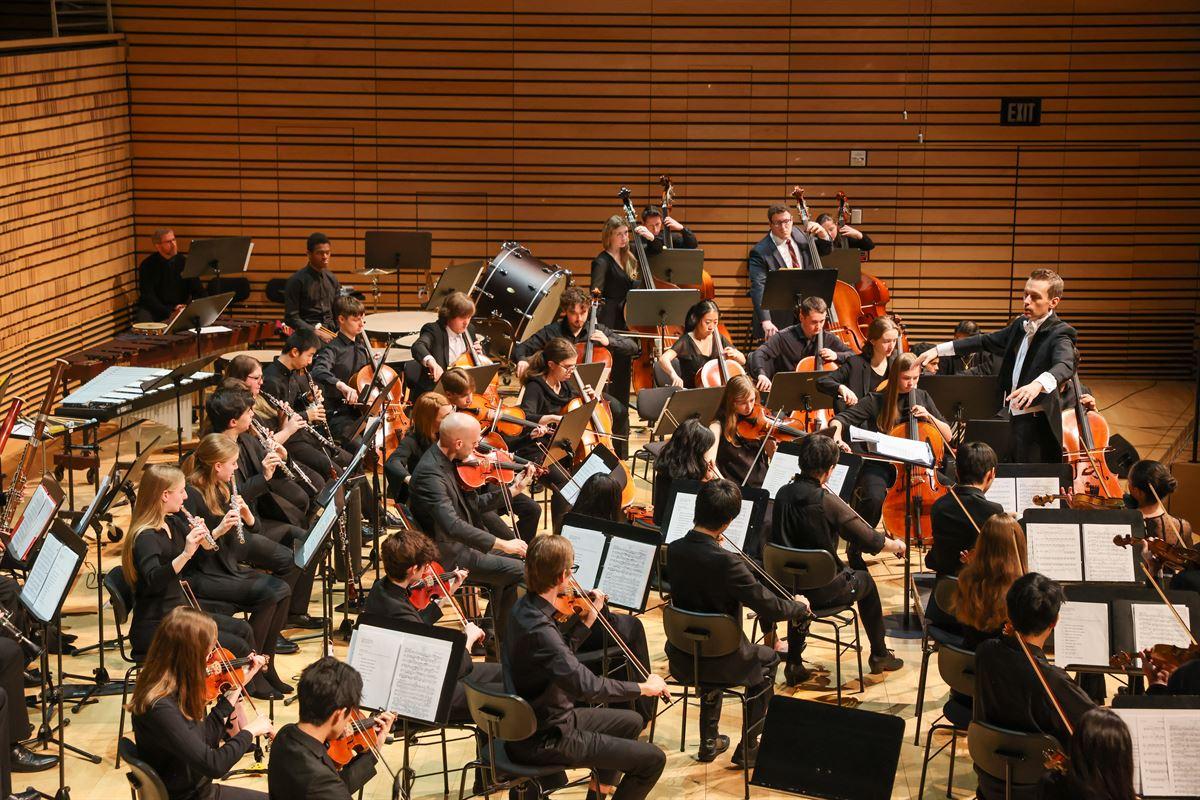 Rensselaer Orchestra on stage at EMPAC.