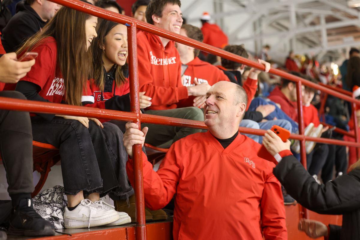 President Marty Schmidt greets fans at the Big Red Freakout.