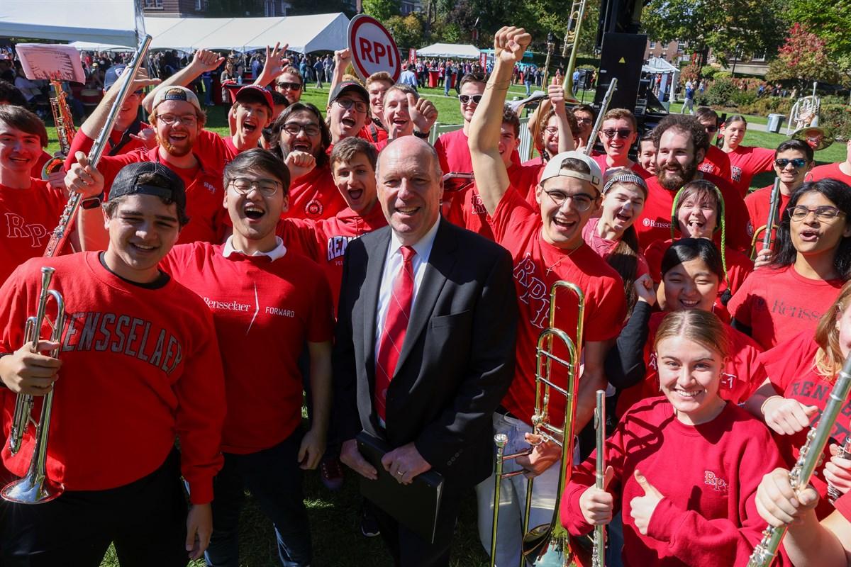 President Marty Schmidt with Pep Band.