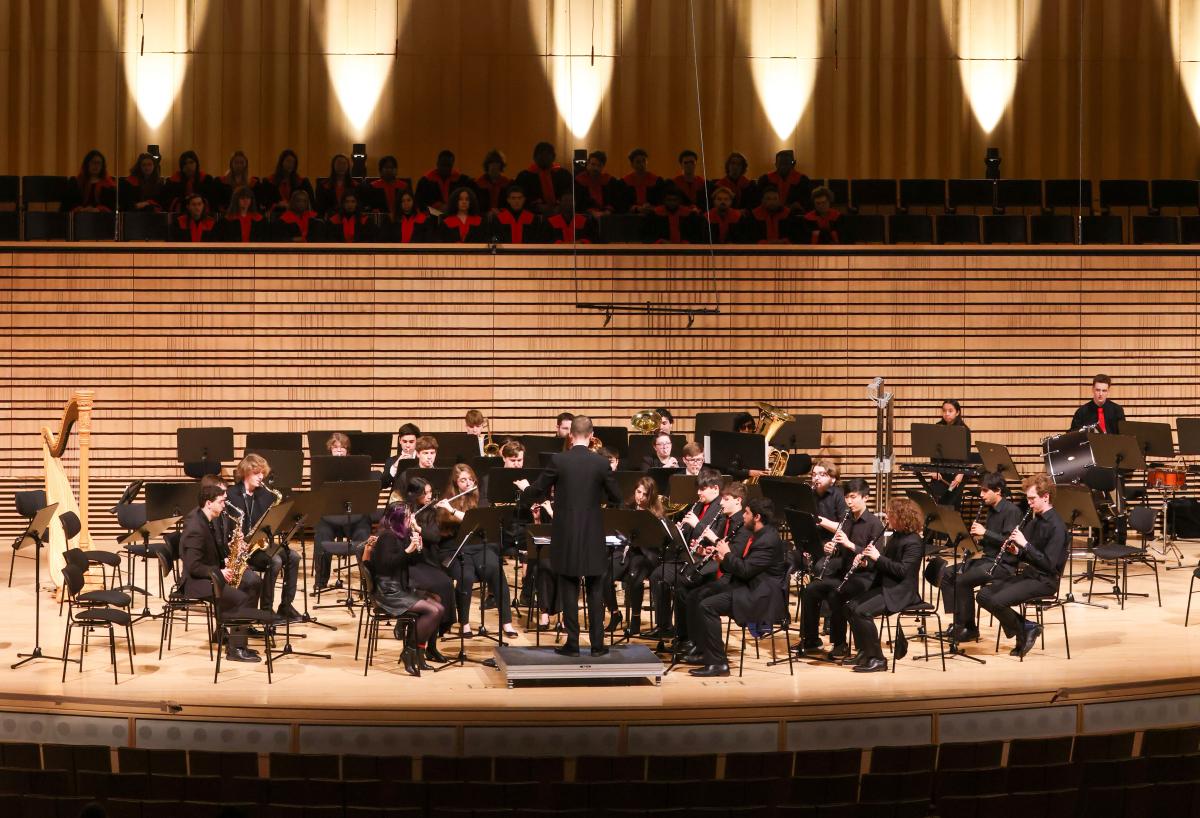 View of the stage during RPI's holiday concert.